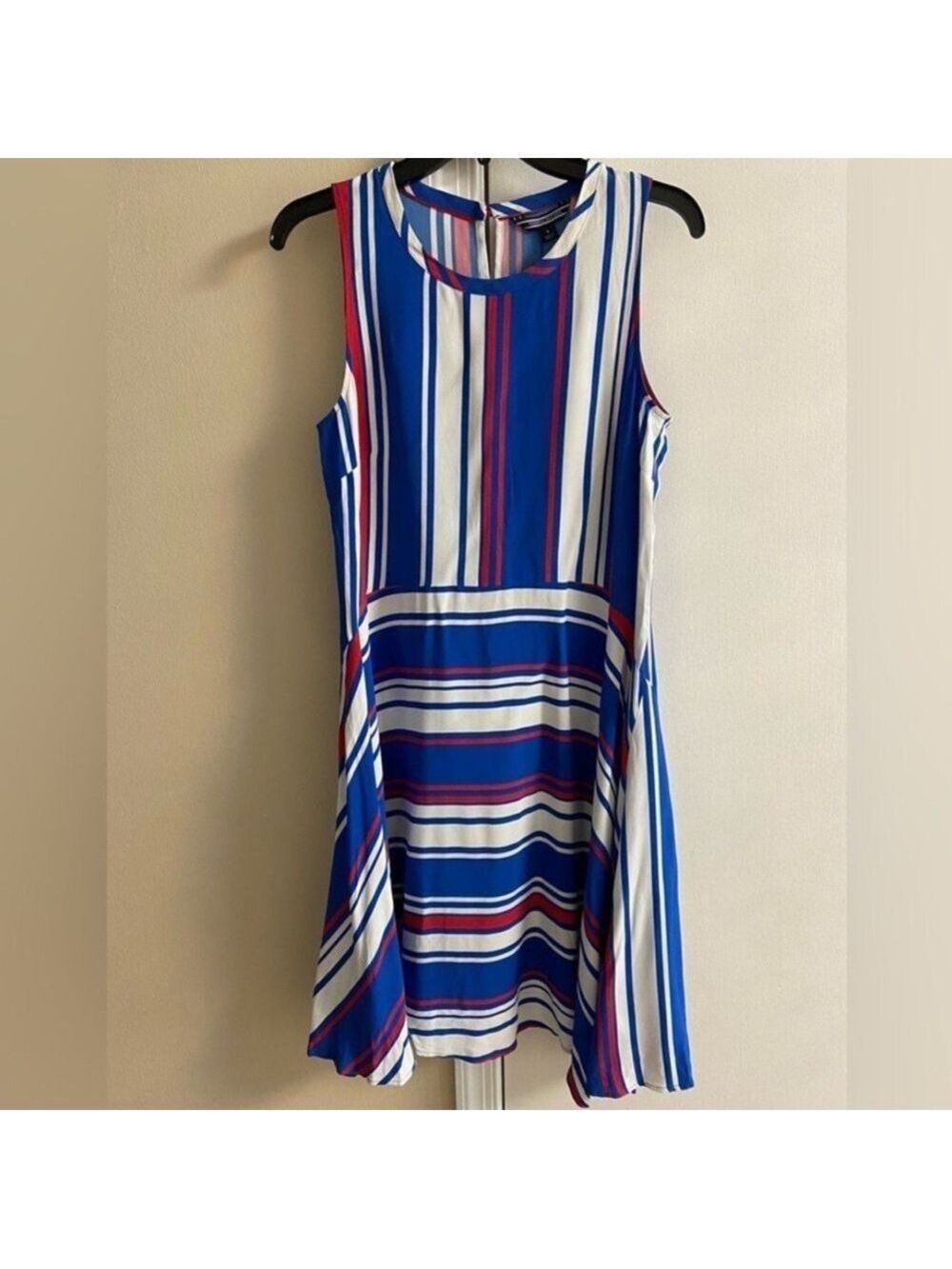 Tommy Hilfiger Blue, White & Red Striped Midi Dress
